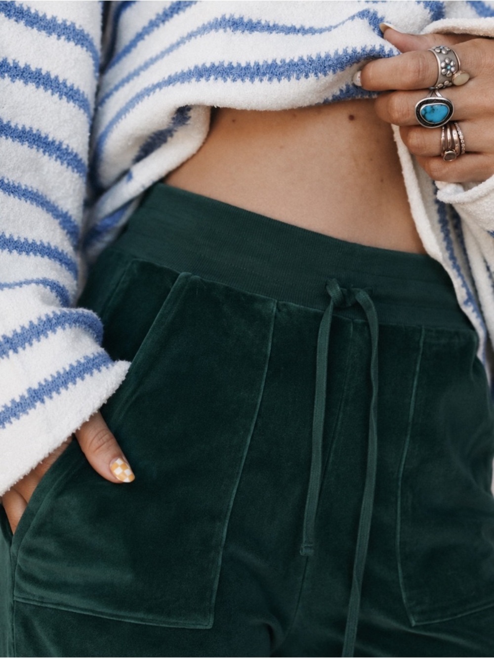 NWOT stars above Emerald Green Plush Velour Jogger Pants